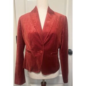 Worthington Retro Luxe Velvet Blazer Jacket Women's Size 6 Elegance 90s Orange